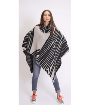 Celebrities tricot poncho 437 avena e nero