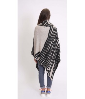 Celebrities tricot poncho 437 avena e nero