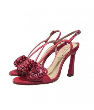 Sandalo in pelle red con fiore 32-20684