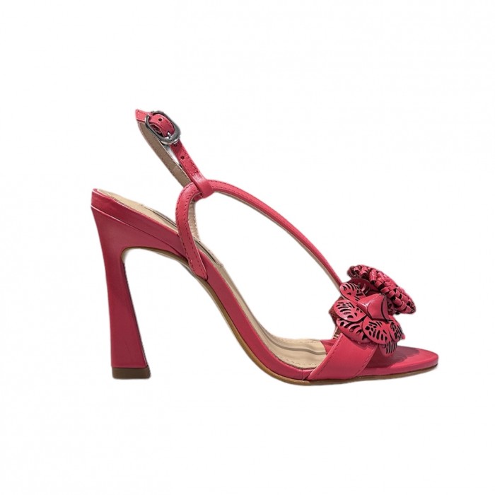 Sandalo in pelle red con fiore 32-20684