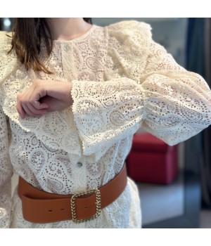 L2021 Soallure Camicia in pizzo con rouches burro