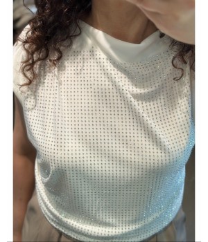 Atos Lombardini maglia strass bianca