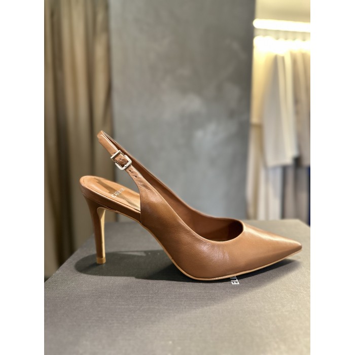 Carrano Shoes Slingback in pelle cuoio 195096