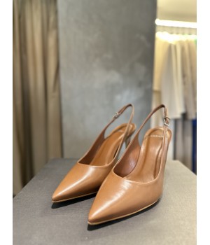 Carrano Shoes Slingback in pelle cuoio 195096