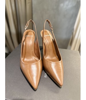 Carrano Shoes Slingback in pelle cuoio 195096